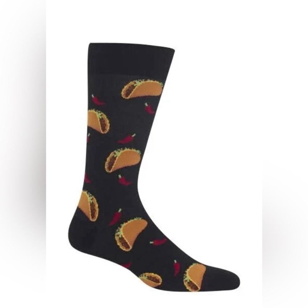 Hot Sox Mens Taco Socks Size 10-13 Black Novelty Food Crew Socks Father Day Gift